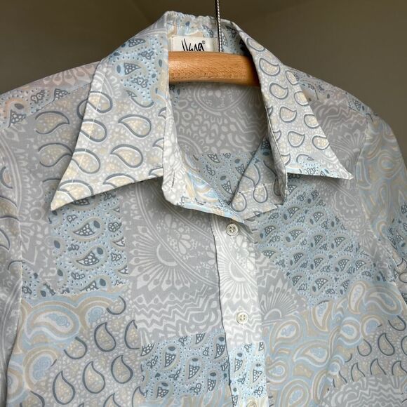 Vintage Vera Newmann semi sheer 70s dagger collar button up blouse top Medium - Picture 4 of 5